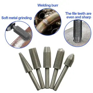 5PCS Tungsten Carbide File Set 6mm Shank Rotary Grinding Head Steel File Drill Bits for Wood Carving Metal Trimming Rust Removal Welding Burr Cleaning Fast Grinding Non slip Woodworking Metalworking Tool for Wood Rubber Molding