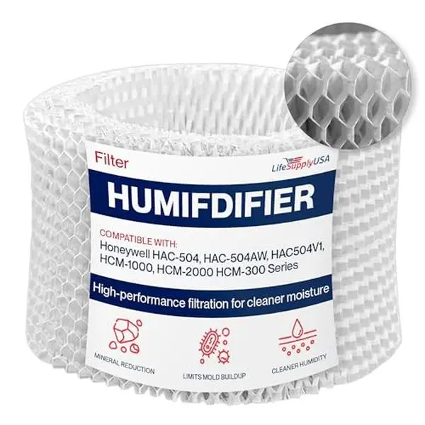 LifeSupplyUSA Cost-Effective Humidifier Replacement Wick Filter A - Quick Install, Effective Filtration, Long-Lasting Performance, Wide Compatibility with Honeywell HAC-504, HAC-504AW, HAC504V1, HCM-1000, HCM-1000C, HCM-2000, HCM-300 Series