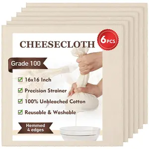 6 PCS Reusable 16x16 In Cheese Cloths for Straining,100 Grade Ultra Fine 100% Unbleached Cotton - Reusable Unbleached Cotton Strainer for Cooking, Baking, Juicing, and Cheese Making tiktokshopspringglowup