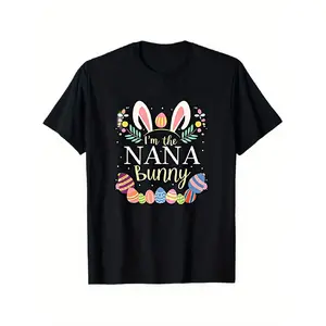 Women'S Easter Bunny Grandma T-Shirt - Funny "I'm the Nana Bunny" Graphic Tee - Heavyweight 180gsm Crewneck Top - Non-See Through Fabric - Easter Party Outfit, Grandma Birthday - Sizes S-XXXL - Perfect Easter Gift for Women & Moms Casual Tshirt