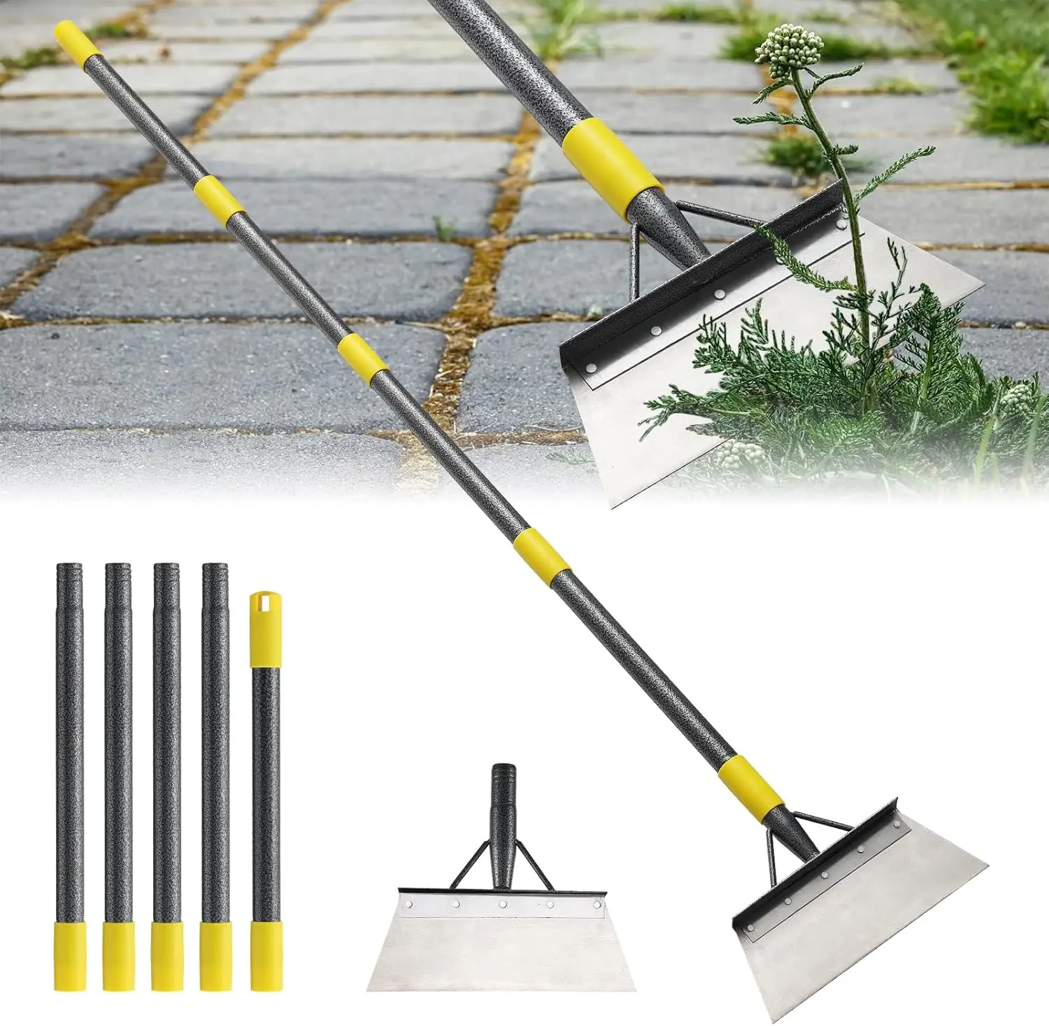 Garden Flat Shovel, Weeding Tool, 60 Inch Multifunctional Garden Cleaning Shovels, Heavy Duty Floor Scrapers Long Handle,Metal Weeding Scraper for Lawn Edging, Ice Scraper, Snow Shovel