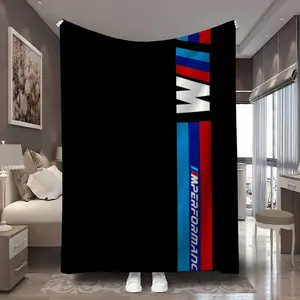 1Pc BMW M Performance Badge Graphic Printed Flannel Blanket - Polyester 100% Soft sofas, chairs and sofa covers Large size living room, bedroom, picnic decoration multipurpose blanket Unique and perfect gift