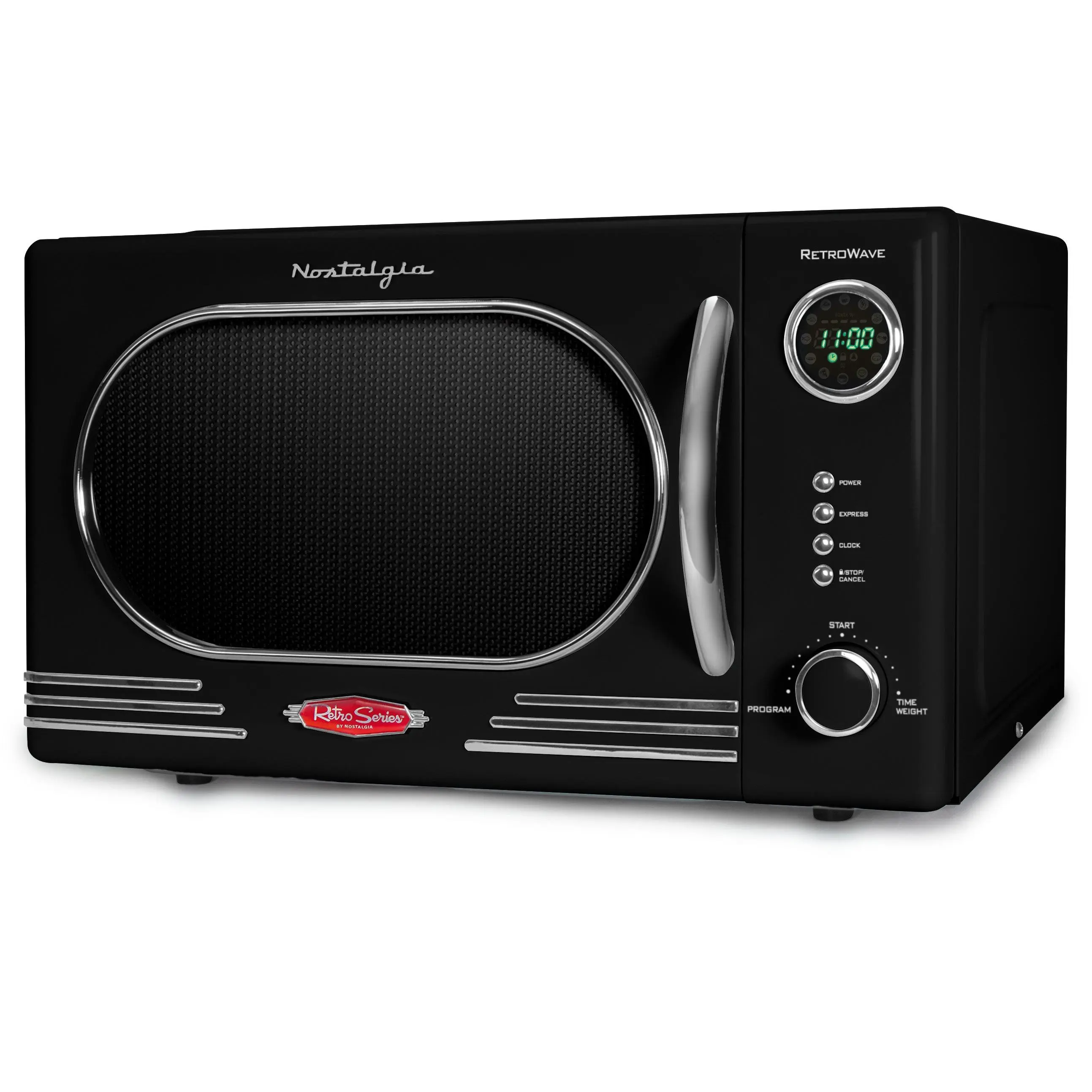 Nostalgia Retro 1.1 Cu Ft 1000 Watt Microwave Oven with 12 Pre-programmed Settings & Child Lock for Family Meals Nostalgia Retro 1.1 Cu Ft 1000 Watt Microwave Oven with 12 Pre-programmed Settings & Child Lock for Family Meals