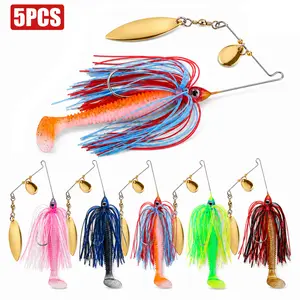 5-Piece Spinner Baits Willow Leaf Blade Chatter Baits Dancer Buzzbaits Bass & Pike-Specific Wobbler Lures Fishing Tackle Accessories 4.53in/11.5cm 0.39oz/11g 3/0#