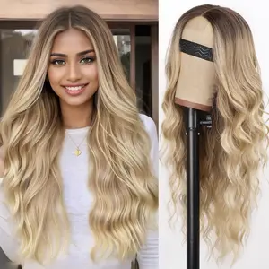 ONLYCUTE Black Wig for Women Synthetic Long Wavy Lace Hairline Middle Part Heat Resistant Wig for Daily Party-26 Inch