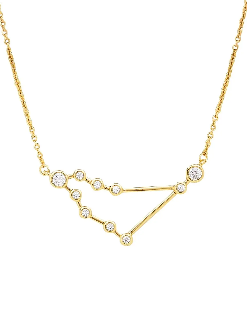 Sterling Forever 'When Stars Align' Constellation Necklace – 14K Gold Plated Zodiac Necklace for Women – Dainty Personalized Star Sign Jewelry with CZ Accents.