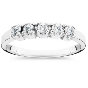 1/4ct Diamond Wedding White Gold Guard Stacker Ring