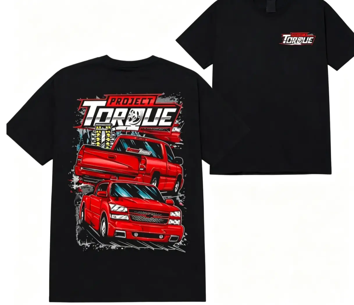 Project Torque Street Truck Men's T-Shirt  Turbo Pickup Drag Racing Graphic Tee, Vintage Truck Streetwear Shirt, Y2K Automotive Racing Style Short Sleeve Crew Neck Top, Retro Garage Gearhead Apparel for Men, Soft Cotton Casual Tee Classic Clothes