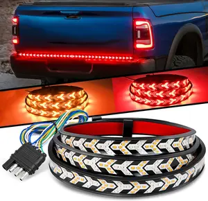 Truck Tailgate Light Strip 60Inch Arrow 540 LED with Red Running Brake Lights Amber Turn Signals Strobe Lights Super Bright Dual-Color Flexible LED Light Bar Kit for Pickup Trucks Trailers Cars SUV RV VAN led car ambient light