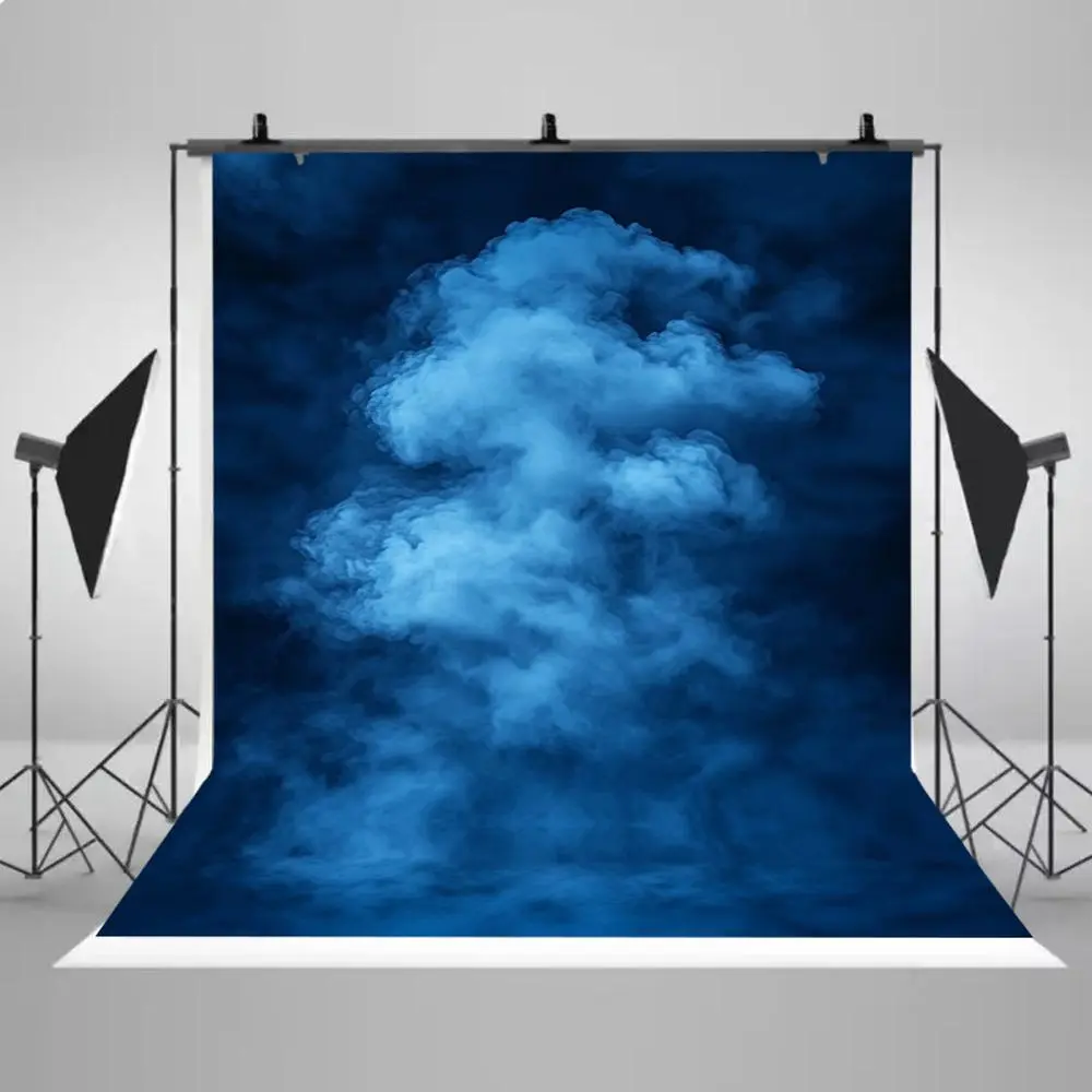 1PC Reusable 2D Flat Professional Photography Backdrop, Blue Smoke Art Theme Background Cloth, for Studio Children’s Portrait Shoots, Birthday Party Decor, Live Streaming