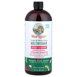 MaryRuth's Liquid Morning Multivitamin + Hair Growth, Dragon Fruit Melon, 30 fl oz (887 ml)