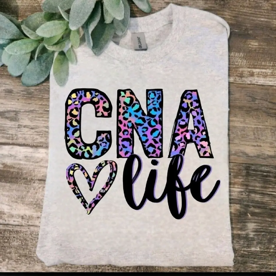 cna life shirt healthcare cheetah print cute popular trending certified nursing assistant Short sleeve tshirt