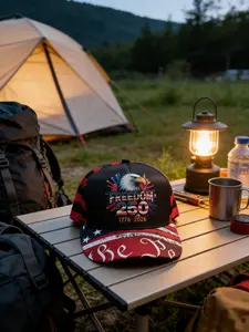 250th Anniversary Harley Baseball Cap, Adjustable Stylish Hat, 1776-2026 American Eagle Flag Print, Men's Biker Hat, Patriotic Design, Perfect Gift