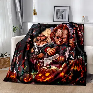 Horror Movie Blanket, Halloween Blanket, Lightweight Flannel Blanket, Suitable For Sofas And Living Rooms, Suitable As a Halloween Gift For Families, And Also Suitable As A Gift For Mystery Enthusiasts And Horror Movie Fans.Christmas Blanket.
