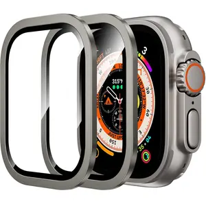 2Pcs For Apple Watch Ultra 3/Ultra 2/Ultra Screen Protector 49mm,9H Durable Tempered Glass + Titanium Alloy Frame, [Keep Original] [Touch Sensitive] Lightweight Protective Glass Film for iwatch Ultra 3/2/1