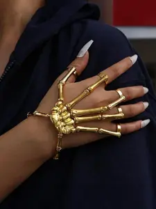 Punk Skull Head Hand Accessory Halloween Bracelet Adjustable Unisex Elegant Unique Versatile Rock Hip-Hop Style Halloween Gift