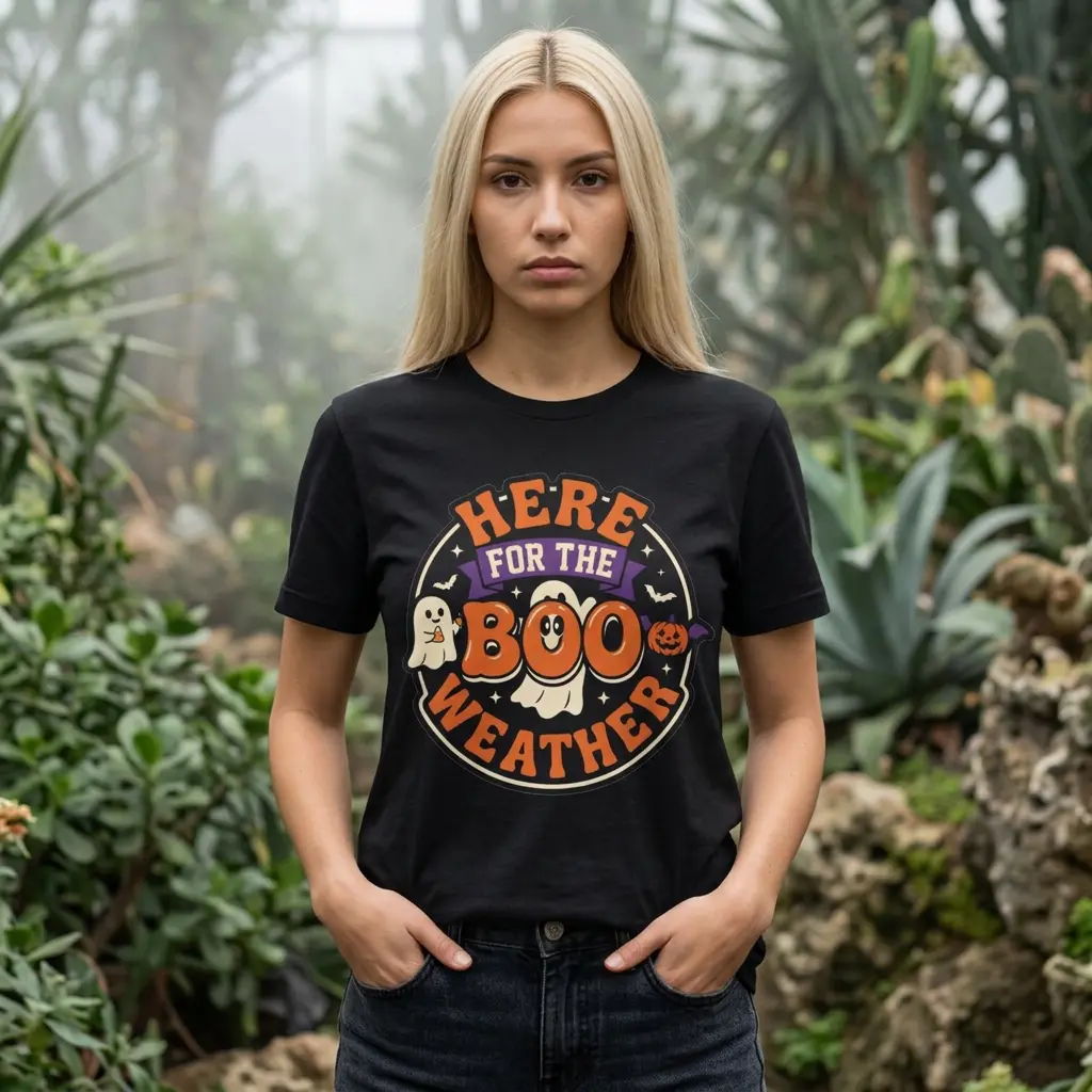 Halloween 'Here for the Boo Weather' T-Shirt - Trending Now - August 2026