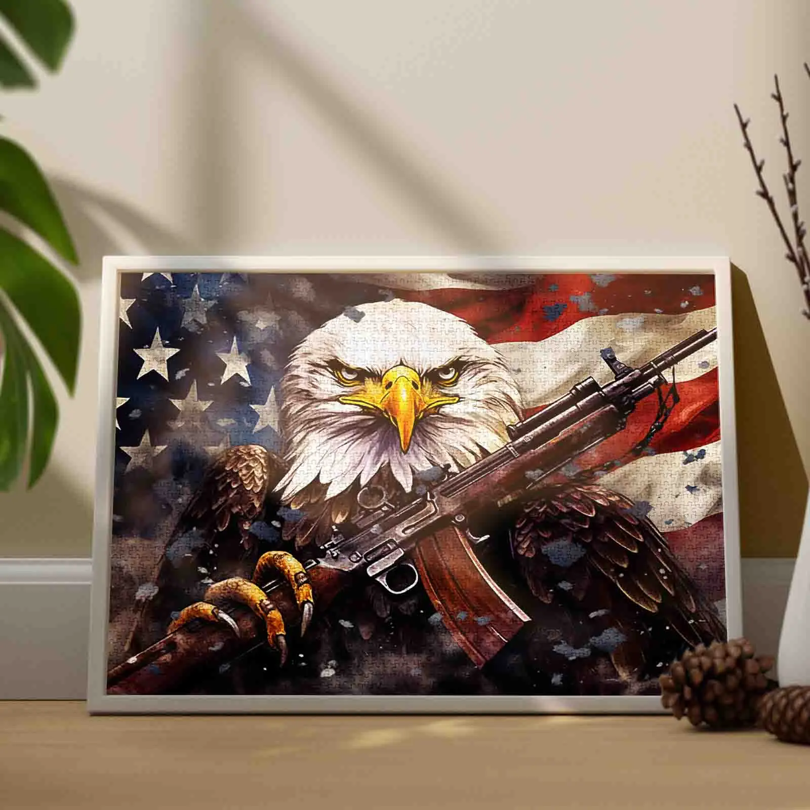 American Eagle 1000-Piece Patriotic Flag Artwork Jigsaw Puzzle for Adults, Challenging Brain Game, Stress Relief, Family Activity, Unique Wall Decor, Great Gift (27.5x20in/70x50cm)