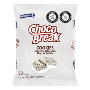 Colombina Chocobreak Cookies - 30 Pieces Cont. Neto 150g - White Chocolate with Cookie Pieces