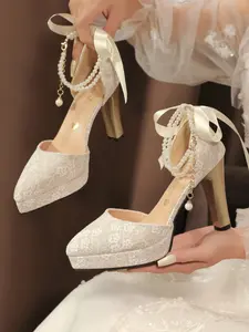 Women's Fashion Chunky Heel High Heels, Velvet Elegant Style, Hollow Out Strap Design, Perfect for Party, Wedding, Friday, Daily Wear, Shoe, Footwear