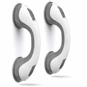 Suction Cup Shower Grab Bar Handle Anti-Slip Bathroom Safety Support for Shower Bathtub & Toilet 2 Pack 12-Inch Grey Non-Slip Grip Tool-Free Installation