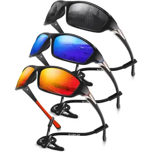 Polarized Sports Sunglasses for Men, Mens Sunglasses Wrap Around UV Protection for Cycling Fishing Driving