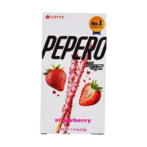 LOTTE Pepero Strawberry Cream Filled Biscuit Sticks - New Packaging, Korean Snack