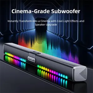 HUICHANG 10-Speaker RGB Soundbar – Wireless Bluetooth 5.3 Slim 34.6” Design,  Deep 9D Bass, TWS Stereo, Piano Black Finish, AUX/USB/Coaxial Inputs, Perfect for Home Theater, TV, Gaming & Party Smartphone Audio，Black Friday, gifts