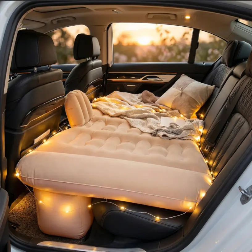 Portable Backseat Air Mattress with Automatic Inflator,Fathers Day Gift,Comfortable Sleeping Pad for SUV & Sedan, Quick Inflation Travel Bed for Road Trips, Camping & Outdoor Travel, Kids Airbed
