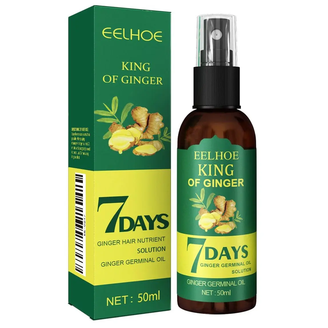 Ginger Extract & Biotin Hair Growth Oil Serum - 50ml Haircare Scalp Massage Treatment, Boosts Growth, Moisturizing Unisex Daily Formula for All Hair Types, All Types