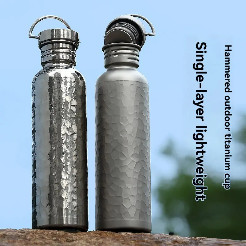 25oz Pure Titanium Sports Water Bottle, Outdoor Cycling Travel Cup, Portable Camping Water Bottle, Lightweight, Can Boil Water