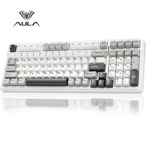 AULA F99 Wireless Mechanical Gaming Custom Keyboard, Full Size Numpad Tri-Mode BT5.0/2.4GHz/USB-C Gasket Hot Swappable,Pre-lubed Linear Switches, RGB Backlit Keyboard for Bluetooth Office Computer  Keyboard，Gaming Keyboard（Comic Style）