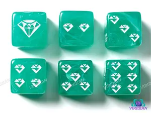 Green & White Jewel D6s (Set of 6) | Resin D6 Set