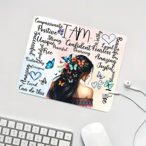 Universal Mouse Pad, Butterfly Inspirational Quote Design Mouse Pad, Motivational Desk Mat for Daily Use, Desktop Decorative Protective Pad, Rubber Anti-slip Lockedge Work Pad, Suitable for Laptop, Desktop Work, Study, Family
