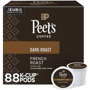 Peet's Coffee & Tea Single-Serve Coffee K-Cup, French Roast, 22 Pods Per Box, Set Of 4 Boxes (88ct)