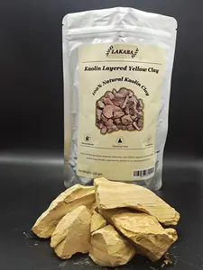 Lakaba Pure Yellow Narat Kaolin Layered Clay, 200g (7oz) Cosmetic-Grade Natural No-Additives Beauty Clay, for Garden Soil, Skin Repair, Glowing Skin