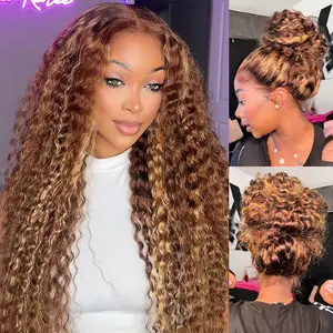 【 Effortless Spring/Summer Curls 】Hot Selling 360 Wig P4/27 Highlight Ombre Color Ashimary Invisi-Strap 360 Skin Lace Wig Water Wave Glueless Human Hair Pre Plucked#Summervibes