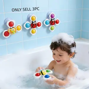 BathToy Suction Cup Spinning Bath Toys for Baby, Bath Time, Unisex, Ladybug Bee Cartoon Spinning Tops, Strong Suction, Safe Non-Toxic, Sensory Calming, Early Educational, Soothing Toy for Kids, Easter Gifts, SensoryToys, BabyBathToys