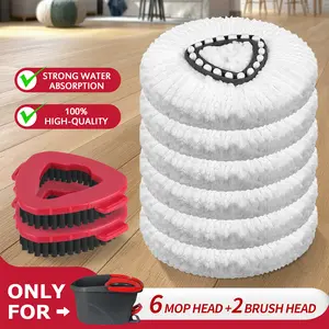 For O-Cedar Easy Wring Spin Mop Refills - Microfiber Mop Head & Scrub Brush Set for 1 Tank System, Washable Durable Replacement No Bucket/Handle