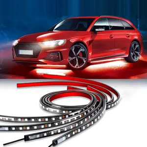 RGB Car Underglow Strip Light Kit, Underglow Led Lights, 4 Counts/box Waterproof IP68 LED Light Strip with APP Control, Decorative Light for Truck, SUV, Golf Cart, Boat, Led Car Ambient Light, Car Lighting Accessories