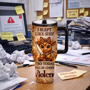 40oz Funny Insulated Mug, I Slept Like Shit Mood Cup, Office Chaos Coffee Tumbler with Handle, Stainless Steel Tumbler, Insulated Drinkware, Relatable Work Stress Gift, Hot Cold Drinks, Leakproof Tumbler, Leak Proof Travel Mug for Women Men