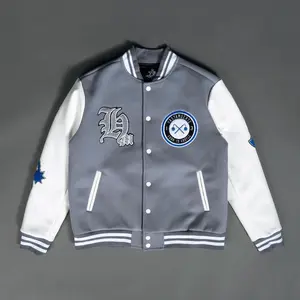 Hasta Muerte White/Grey 'Born to hustle Letterman' Varsity Jacket