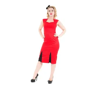 6884 Red Black Wiggle Dress