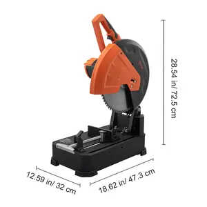 VEVOR Miter Saw, 14inch /355mm Blade Diameter Cutting Saw, 2800W 1200rpm Steel Cutting Machine, 0-45°Adjustable Dry Miter Saw, Suitable for Cutting Metal/Rebar/Iron/Aluminum Cold Saw