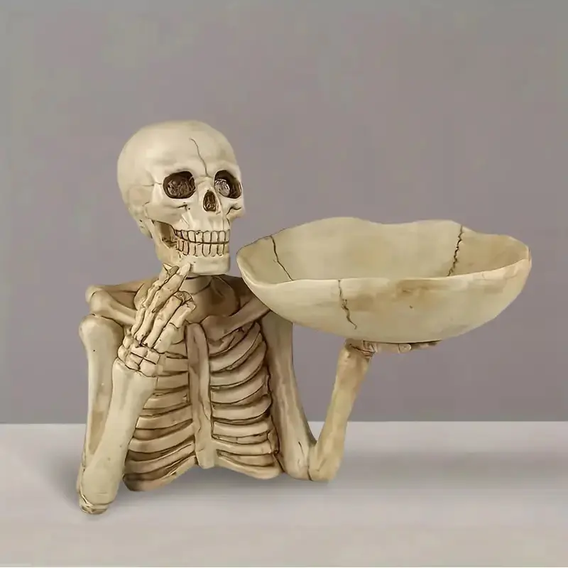 Halloween Spooky Skull Storage Tray, Resin Skeleton Candy Bowl, Decorative Fruit Plate, Skeleton Decor for Home Tabletop Party Supplies, Spooky Atmosphere, Resin Material