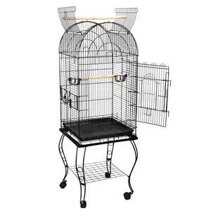 SUPERDEAL 63.9" Rolling Bird Cage Detachable Stand Metal Frame Medium Brid House, Black