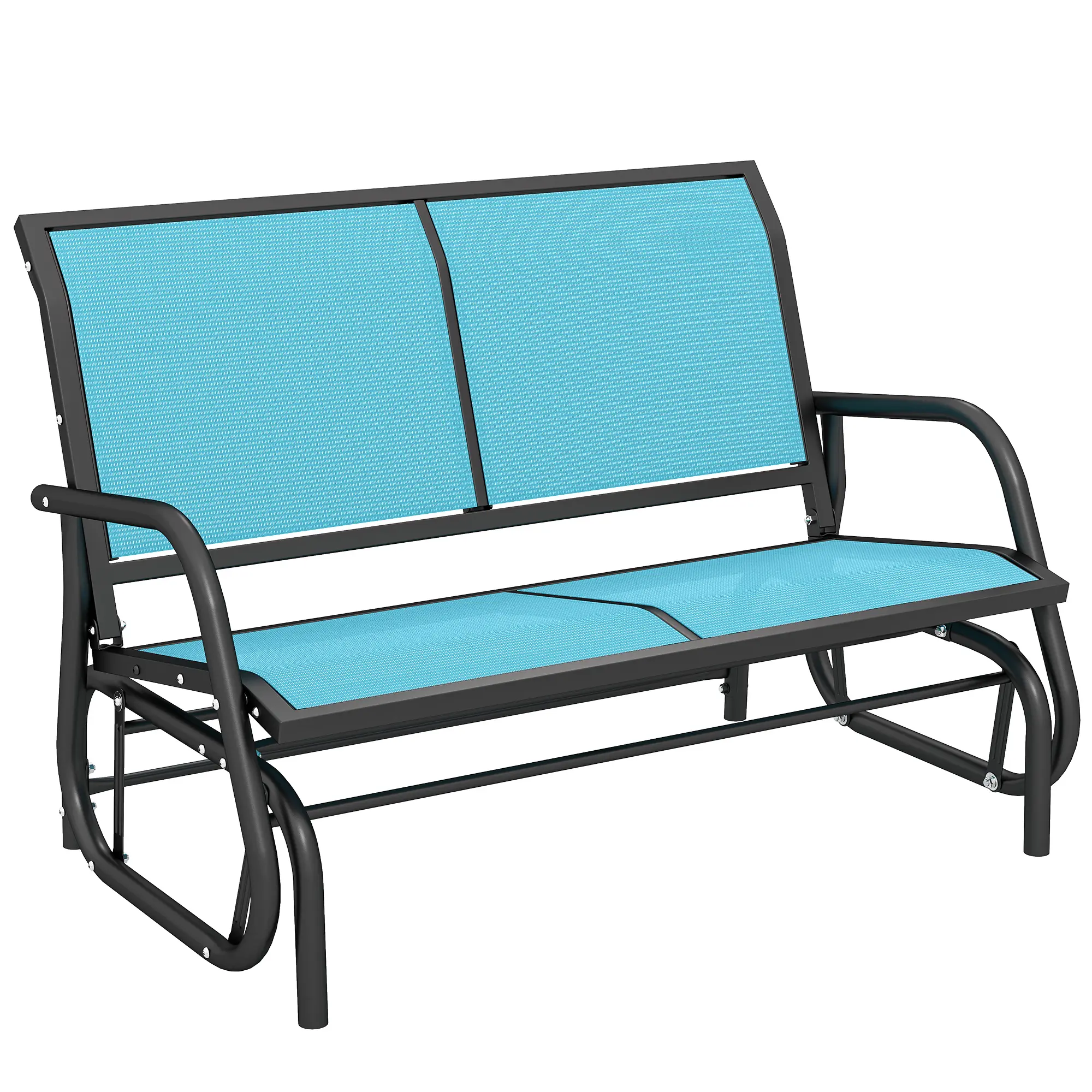 2-Person Outdoor Glider Bench, Double Patio Rocking Loveseat, UV Water Resistant Sling Fabric, Heavy Duty Powder Coated Steel Frame Supports 440lbs for Backyard Porch Garden