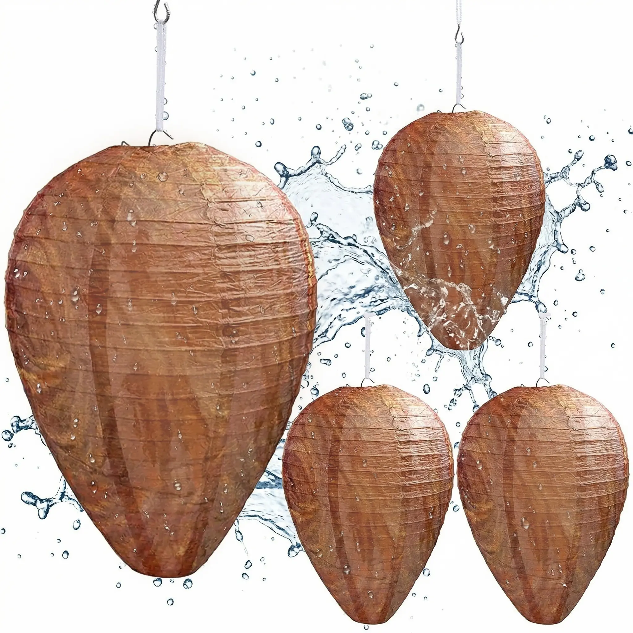 4-Pack Wasp Nest Decoy, Hanging Home Pest Control Solution to Repel Wasps, Hornets, Yellow Jackets