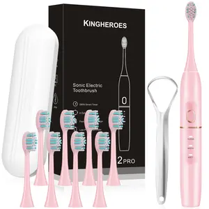 Electric toothbrush, Rechargeable electronic toothbrushes, 4 modes, Ipx8 waterproof, 8 brush heads and tongue scraper, USB charging, smart timer, portable travel case, ultrasonic 42000 VPM motor, automatic cleaning, Toothbrush Set