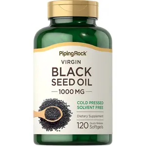 Piping Rock Black Seed Oil Softgel Capsules | 1000mg | 120 Pills | Cold Pressed Virgin | Solvent Free, Non-GMO, Gluten Free Supplement